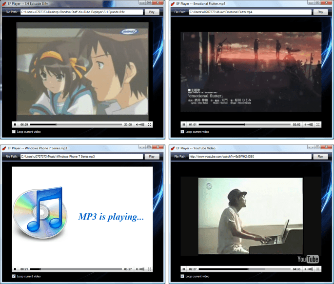 Supported File Types: FLV, MP4, MP3 + YouTube Online Video