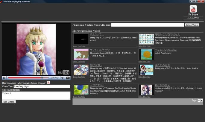 The GUI of YouTube Re-Player (Localhost) 1.0