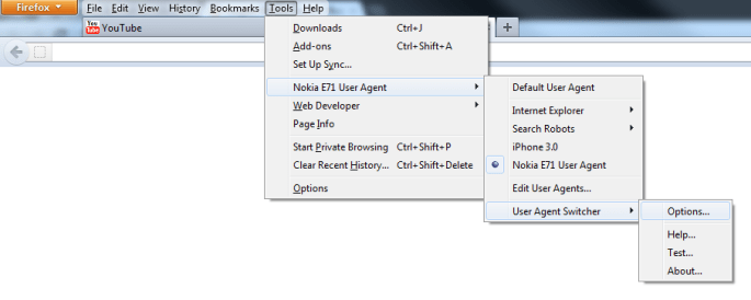 User Agent Switcher Add-on for Firefox
