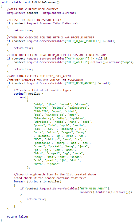 An advanced version of code to check the device being used