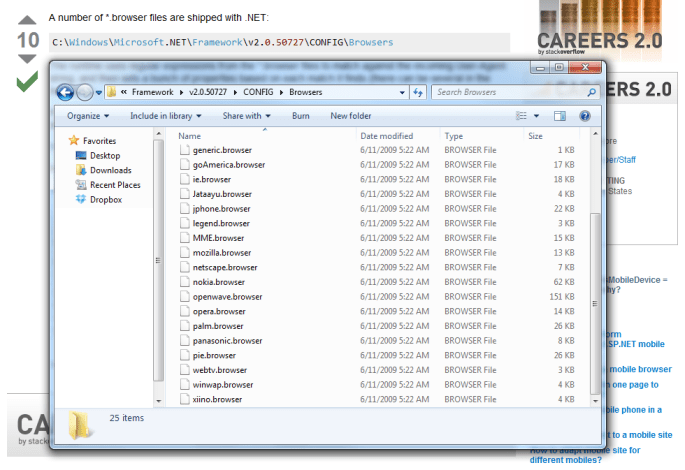 The *.browser files shipped with .NET