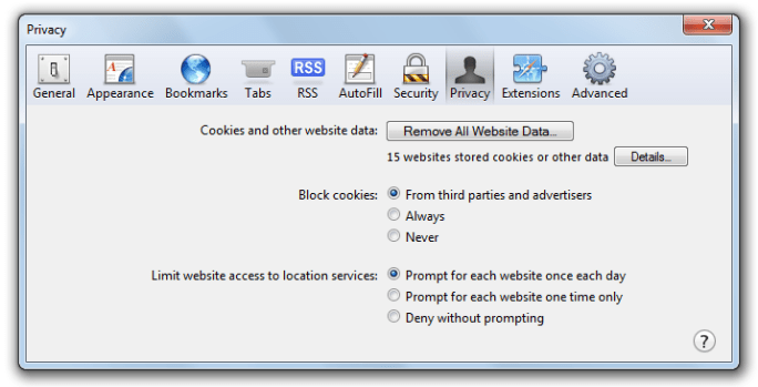 Safari - Privacy Settings Safari - Privacy Settings