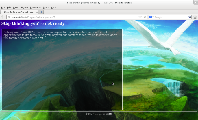 Randomly Retrieved Quote on Hack Life