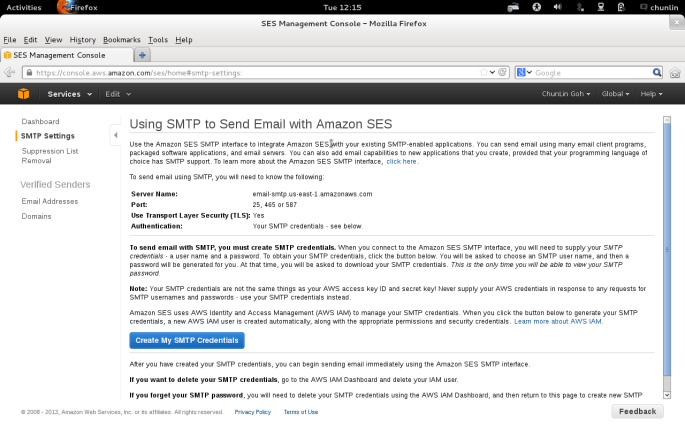 Create SMTP Credentials