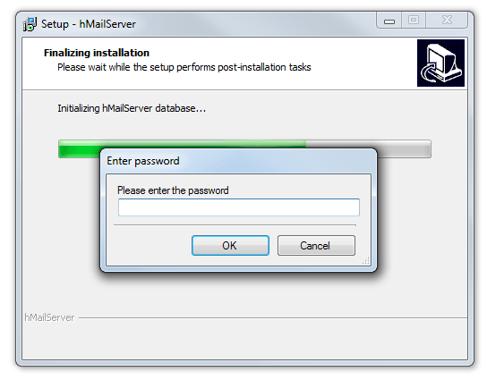 There is a need to re-enter password before the completion of installation.