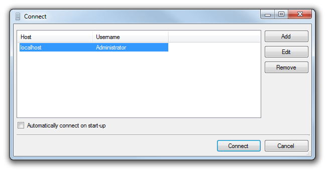 Choose an account to connect to hMailServer