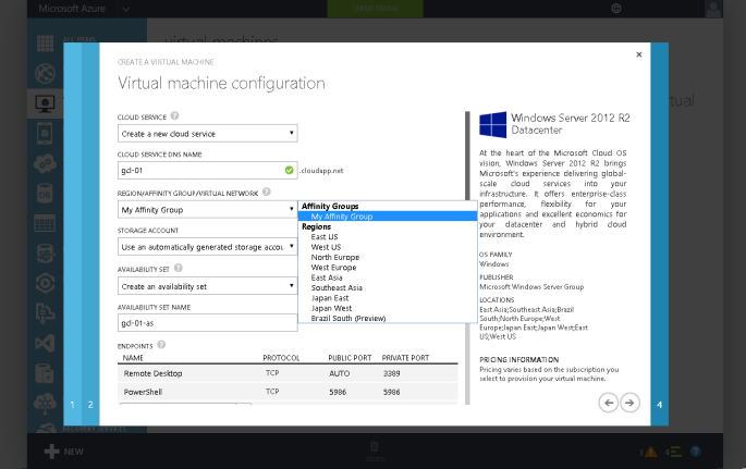 Virtual Machine Configuration Page