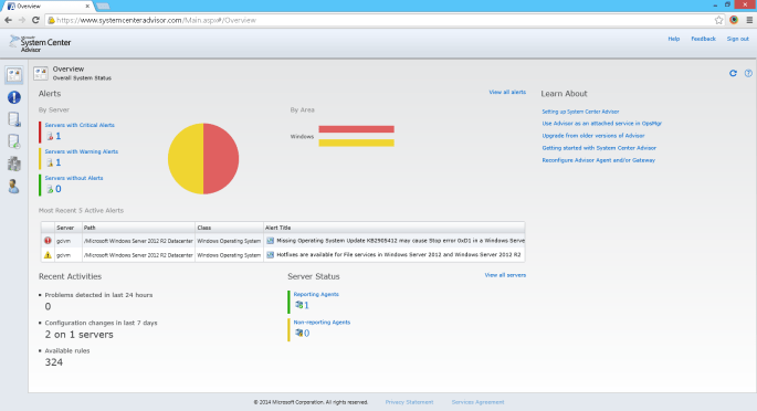 Alerts and regular assessment of server configurations