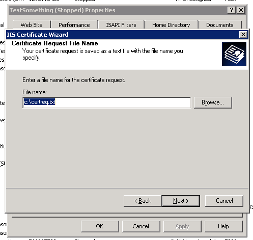 Finally we got the certificate request file.