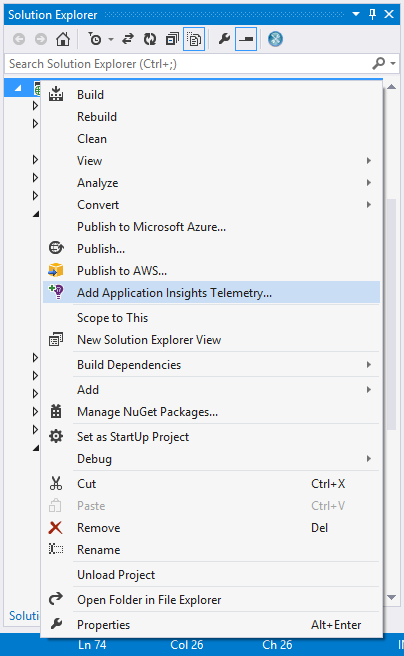 Just right click your project in Solution Explorer and choose "Add Application Insights Telemetry".