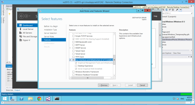 Desktop Experience option is actually under User Interfaces and Infrastructure.