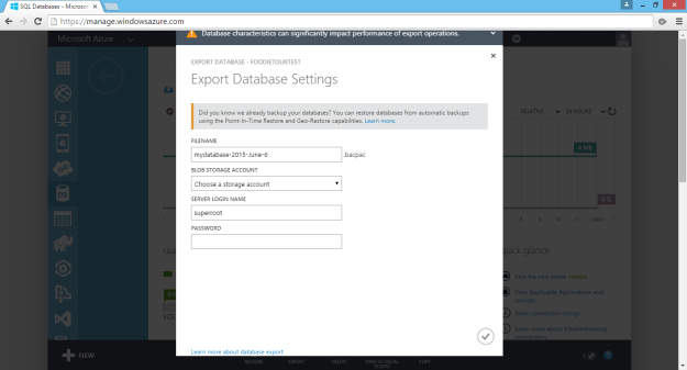 Export DB from Azure SQL Database.