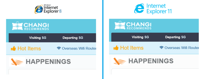 Different visual effect in IE8 and IE11.