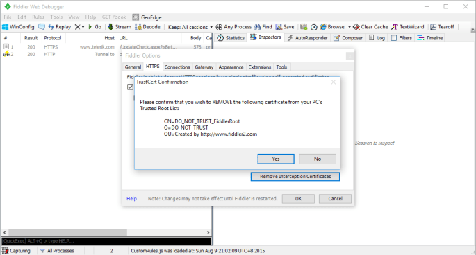 Removing cert from PC Trusted Root List.