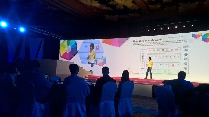 Amelia Johasky, IBM Cloud Leader (ASEAN), sharing how Bluemix works together with three key open compute technologies: Cloud Foundry, Docker, and OpenStack.