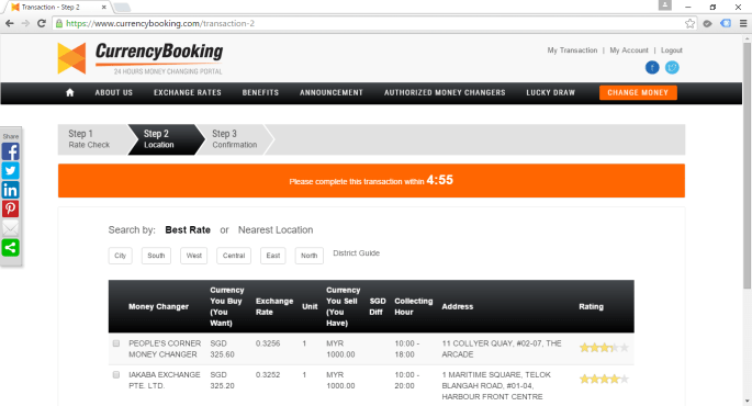 Customers needs to complete their transaction within 5 minutes on CurrencyBooking, a money changing platform.