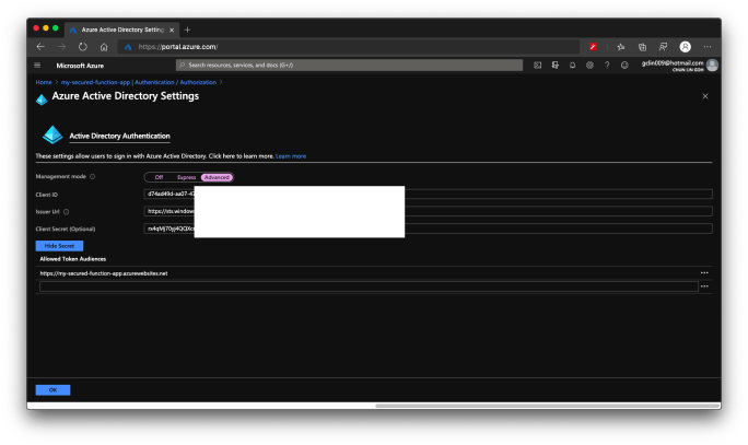 Authenticate an Azure Function with Azure Active Directory ...
